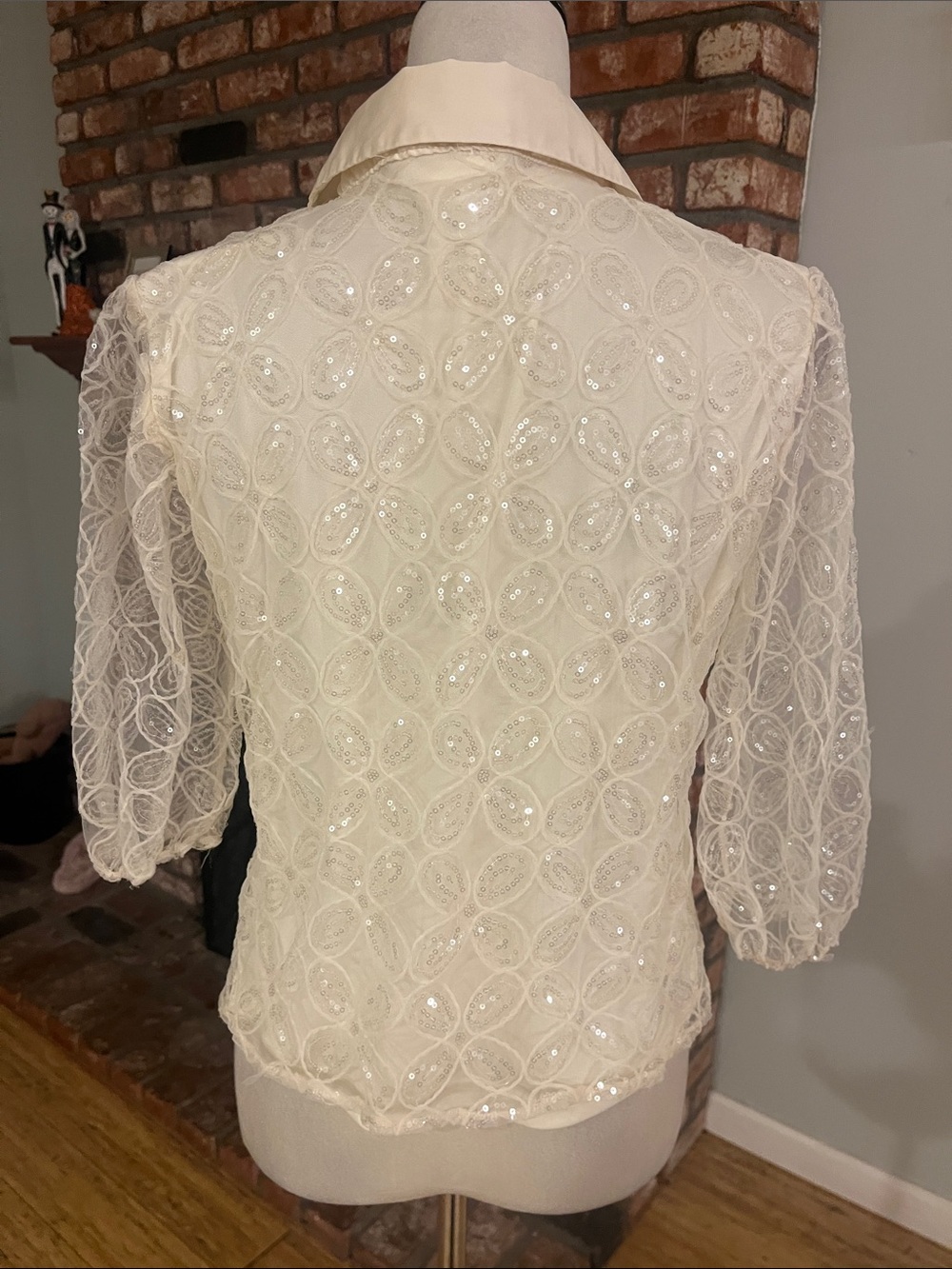 By Design Lace Button-Down Shirt with Sequin Detail - Picture 6 of 7